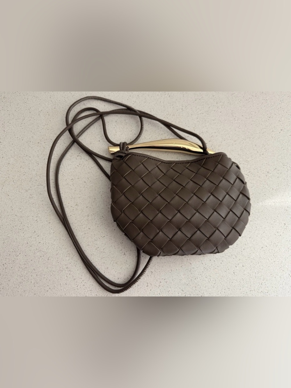 Bottega Veneta Sardine Mini Intrecciato Crossbody Bag Taupe-Brass - Picture 4 of 7
